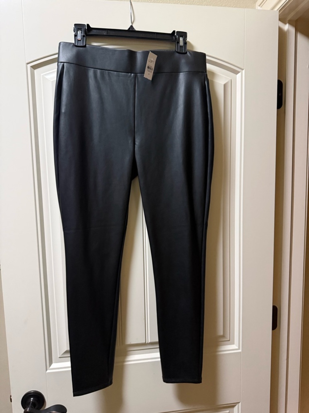 LOFT Black Faux Leather Ankle Pants